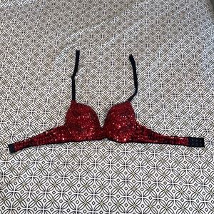 Red Sequined Bustier Top